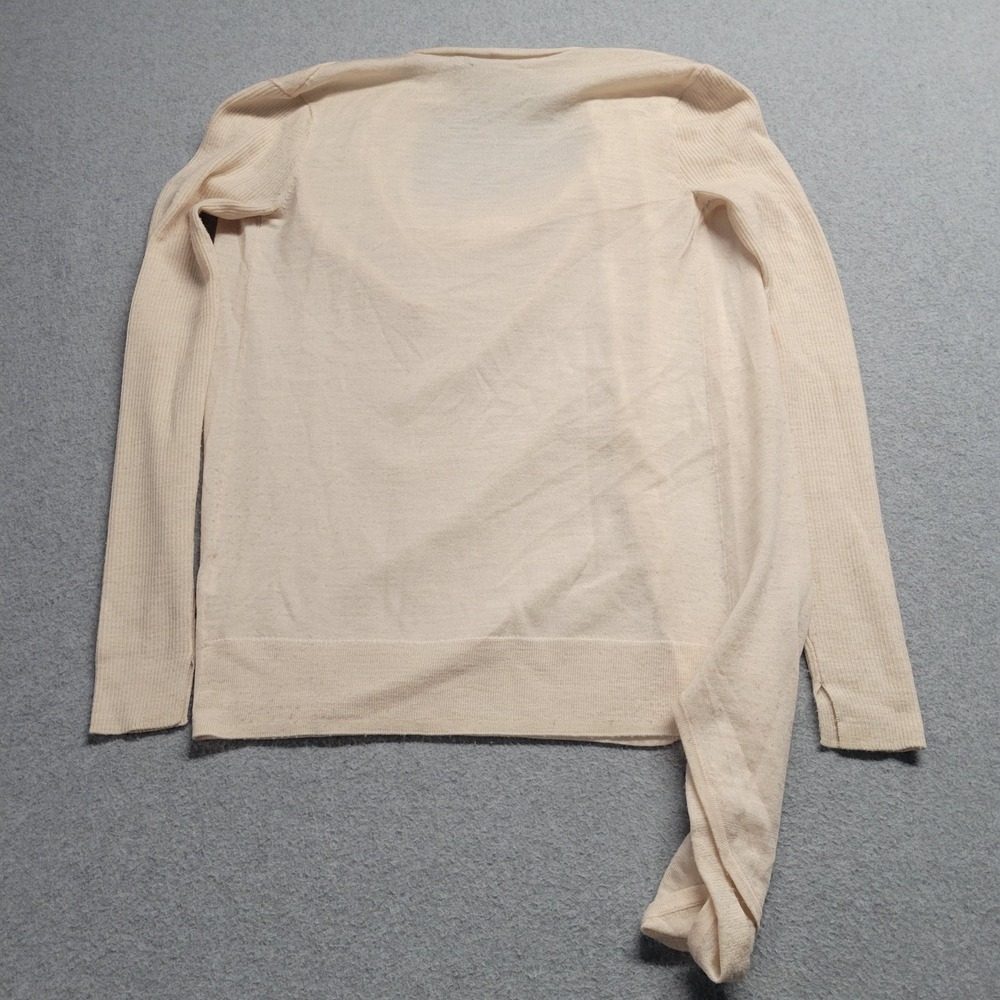 AllSaints Merino Wool Draped Cowl Neck Asymmetrical Sweater Cream Small - Picture 13 of 13